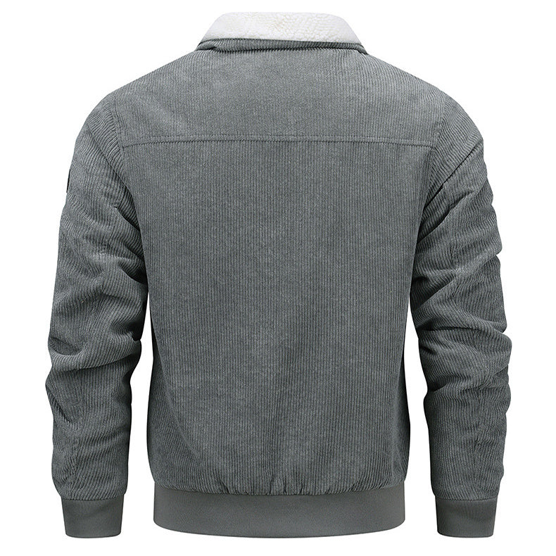 Winter Lapel Fleece Jacket With Pockets Warm Thicken Cotton Coat Men's Clothing - Chic Botique