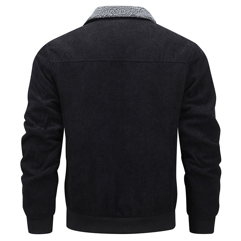 Winter Lapel Fleece Jacket With Pockets Warm Thicken Cotton Coat Men's Clothing - Chic Botique